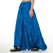 Buddha Stones Solid Color Loose Long Elastic Waist Skirt 38