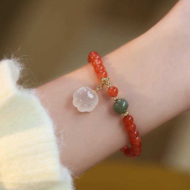 FREE Today: Remain Enthusiastic Red Agate Chalcedony Cat Paw Jade Positive Bracelet