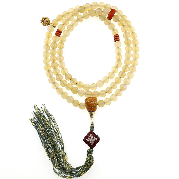 Buddha Stones 108 Mala Beads Tibet Sheep Horn Amber Luck Bracelet