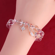 Buddha Stones White Crystal Pink Crystal Protection Star Charm Bracelet 12