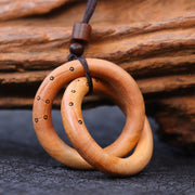 Buddha Stones Jujube Wood Taoist Yin Yang Ring Qiankun Circle Luck Ward Off Evil Spirits Necklace Pendant Necklaces & Pendants BS 2