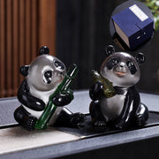 Buddha Stones Color Changing Small Cute Panda Bamboo Tea Pet Resin Home Figurine Decoration