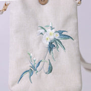 Buddha Stones Small Embroidered Flowers Crossbody Bag Shoulder Bag Cellphone Bag 11*20cm 17