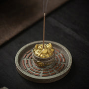 Buddha Stones Small Treasure Bowl Lucky Bag Bagua Tray Healing Ceramic Stick Incense Burner Decoration Incense Burner BS 3