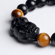 Buddha Stones FengShui PiXiu Rainbow Obsidian Tiger Eye Wealth Bracelet Bracelet BS 4