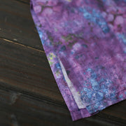 Buddha Stones Vintage Purple Flower Print Ramie Linen Cheongsam Midi Dress With Pockets