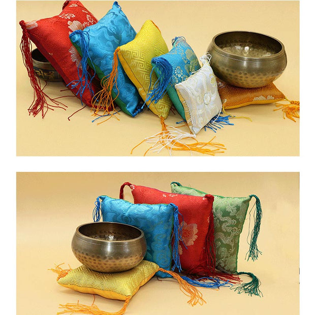 Buddha Stones Tibetan Singing Bowl Cushion Decoration with Tassel Decoration Decorations BS 5