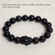 Buddha Stones Rainbow Obsidian Fox Healing Positive Bracelet Bracelet BS 5