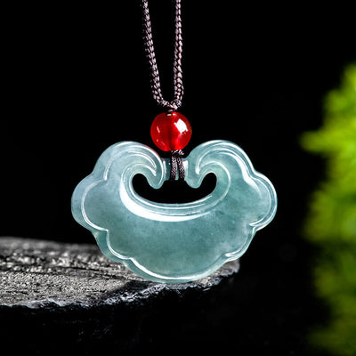 Buddha Stones Natural Green Jade Chinese Lock Charm Luck Necklace Pendant Necklaces & Pendants BS Jade(Prosperity♥Abundance)