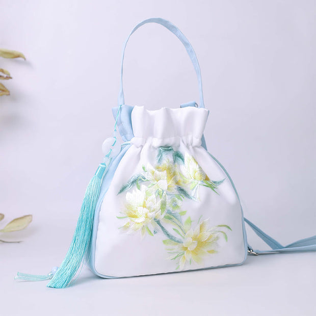 Buddha Stones Suzhou Embroidery Rabbit Lotus Epiphyllum Peony Magnolia Silk Tote Crossbody Bag Shoulder Bag Handbag 1
