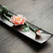 Lotus Peony Rose Flower Ceramic Spiritual Incense Burner (Extra 30% Off | USE CODE: FS30)