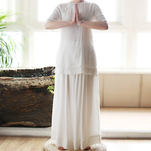 Buddha Stones Vintage Yoga Zen Prayer Spiritual Meditation Practice Plain Color Clothing Women's Set