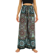 Buddha Stones Boho Mandala Print Lace-up Wide Leg Pants Women's Yoga Pants