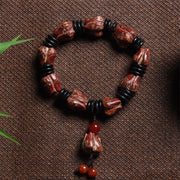 Buddha Stones Natural Bodhi Seed Lotus Pattern Wisdom Peace Wrist Mala Bracelet (Extra 35% Off | USE CODE: FS35)