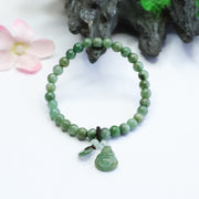 Buddha Stones Laughing Buddha Cyan Jade Healing Bracelet Bracelet BS 2