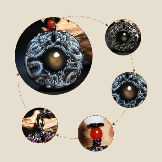 Buddha Stones Natural Gold Sheen Obsidian Rainbow Obsidian Dragon Strength Necklace Pendant (Extra 35% Off | USE CODE: FS35) - image 15