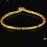 Buddha Stones Handmade Gold Multicolored Rope Protection Braided Bracelet Anklet Bracelet Anklet BS 11