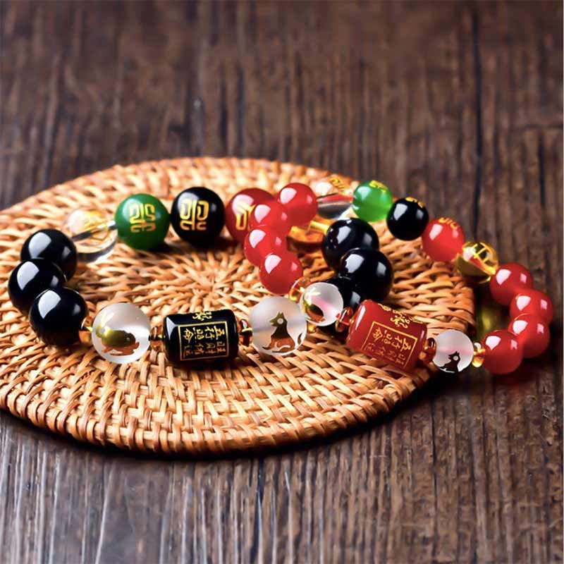 Buddha Stones Chinese Zodiac Feng Shui Obsidian Five-Element