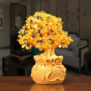 Buddha Stones Natural Citrine Money Tree Gemstone Ornament - Feng Shui for Prosperity