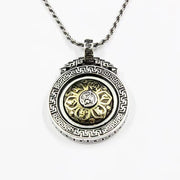 Buddha Stones Tibetan Om Mani Padme Hum Double Dorje Vajra Rotatable Purity Peace Necklace Pendant Necklaces & Pendants BS 5