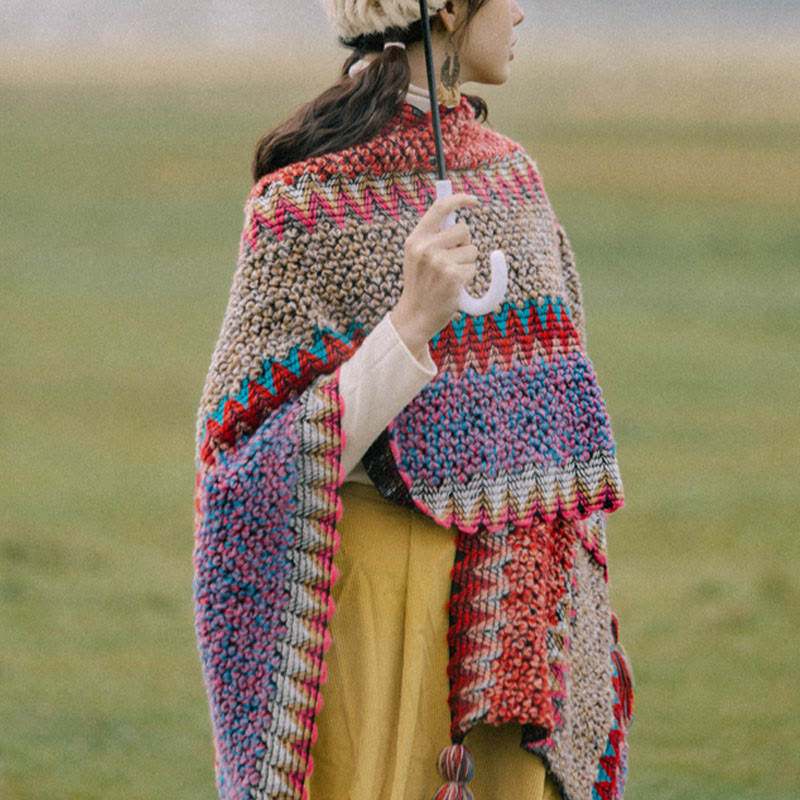 Tibetan Great Retro Totem Red Warm Outer Shawl Women'S Scarf Autumn And Winter Cloak Big Cloak
