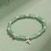 Buddha Stones Peridot White Jade Strawberry Quartz Green Aventurine Bamboo Fu Character Luck Bracelet 18