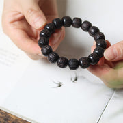 Buddha Stones Tibet Ebony Wood Om Mani Padme Hum Engraved Balance Bracelet Bracelet BS 4