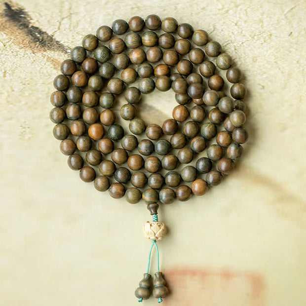 Buddha Stones 108 Mala Beads Green Sandalwood Boxwood Lotus Positive Bracelet (Extra 35% Off | USE CODE: FS35) - 10mm - image 10