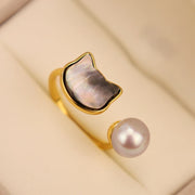 Buddha Stones Natural Pearl Copper Cat Healing Necklace Pendant Earrings Bracelet Necklaces & Pendants BS 2