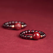 Buddha Stones Garnet Cinnabar Lucky Bead PiXiu Om Mani Padme Hum Rose Protection Ring