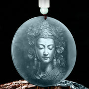 Buddha Stones Kwan Yin Avalokitesvara Jade Abundance String Necklace Pendant