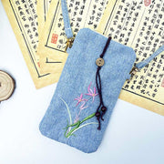 Buddha Stones Small Embroidered Flowers Crossbody Bag Shoulder Bag Cellphone Bag 11*20cm 26