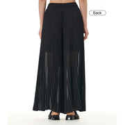 Buddha Stones Solid Color Loose Long Pleated Wide Leg Pants 14
