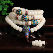 Buddha Stones 108 Beads White Bodhi Seed Mala Blessing Bracelet