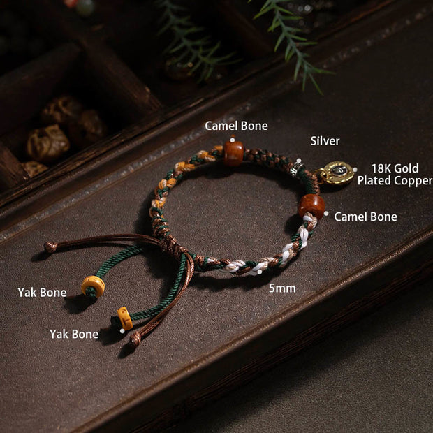 Buddha Stones Tibetan Camel Bone Yak Bone Luck Rope Bracelet Bracelet BS 8