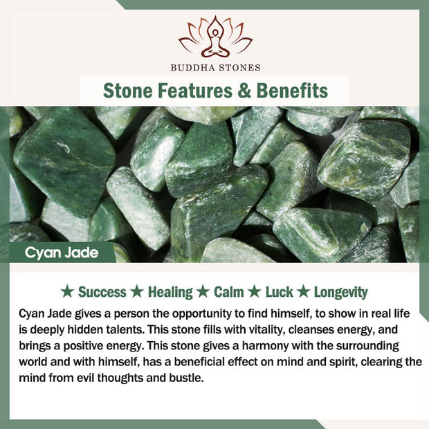 Buddha Stones Cyan Jade Copper Auspicious Clouds Calm Healing Bracelet Bangle