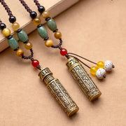Buddhastoneshop Tibet Om Mani Padme Hum Agate Shurangama Sutra Protection Necklace Pendant Necklaces & Pendants BS 1