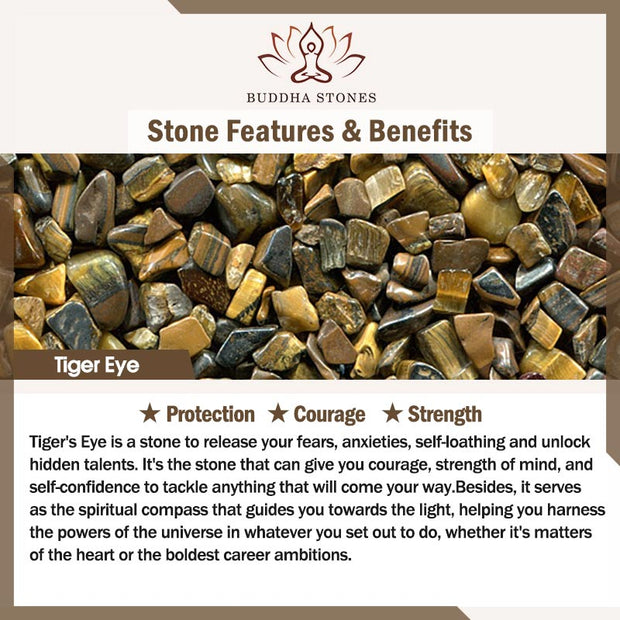 Buddha Stones Natural Tiger Eye Cinnabar Hand-woven Double Row Beads Protection Bracelet