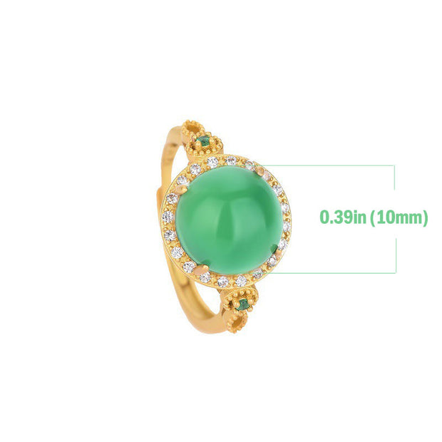 Buddha Stones Green Jade Fortune Ring