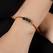 Buddha Stones Natural Olive Pit Bamboo Pattern Hetian Jade Beads Luck Bracelet 12