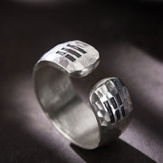 Buddha Stones Handmade 999 Sterling Silver Yin Yang Bagua Symbol Harmony Adjustable Ring Ring BS 1