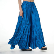 Buddha Stones Solid Color Loose Long Elastic Waist Skirt 39