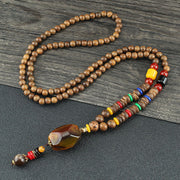 Buddha Stones Tibetan Wenge Wood Bodhi Seed Agate Balance Peace Necklace Pendant (Extra 40% Off | USE CODE: FS40) - Wenge Wood&Resin - image 5