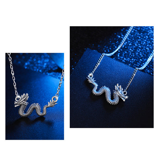 Buddha Stones 925 Sterling Silver Year Of The Dragon Auspicious Dragon Protection Chain Necklace Pendant(Extra 30% Off | USE CODE: FS30)