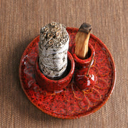 Buddha Stones Burning Sage Smudging Ceramic Holder Palo Santo Incense Burner Meditation Rituals Use Items Incense Burner BS 23