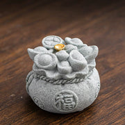 Buddha Stones Chinese Character Fu Ingots Healing Incense Burner Desk Decoration Incense Burner BS Fu Fortune 5.3*5.3*4.5cm