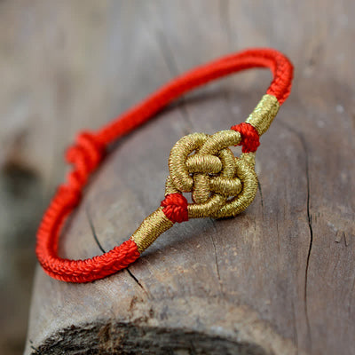 Buddha Stones Handmade Simple Design Chinese Knotting Luck Strength Braid String Bracelet (Extra 35% Off | USE CODE: FS35) - Chinese Knotting - Red - 17cm - image 0
