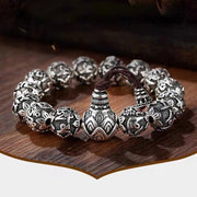 Buddha Stones Tibetan Om Mani Padme Hum Carved Alloy Beads Amulet Bracelet (Extra 35% Off | USE CODE: FS35)