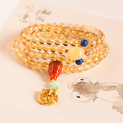 925 Sterling Silver 108 Mala Beads Natural Citrine Red Agate Amber Pleasure Charm Bracelet