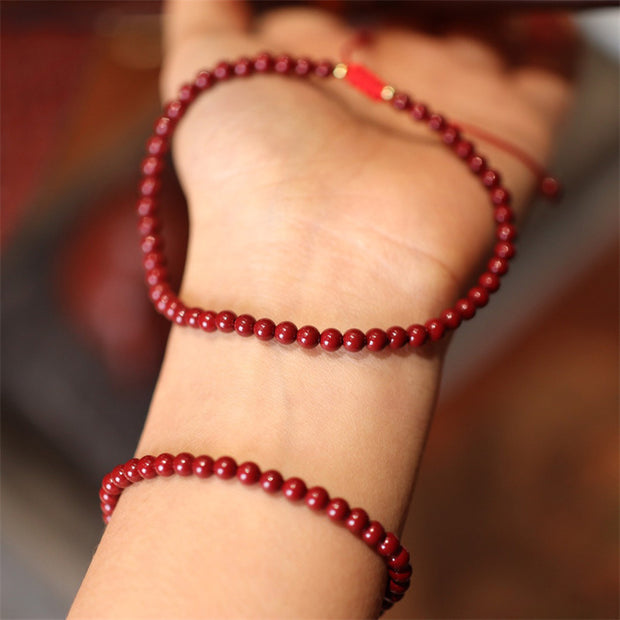Buddha Stones Natural Cinnabar Blessing Red String Braided Bracelet Anklet Bracelet Anklet BS 1